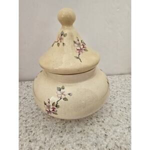 Vintage Porcelain Ginger Jar 1978 Floral 6" X 7" With Lid